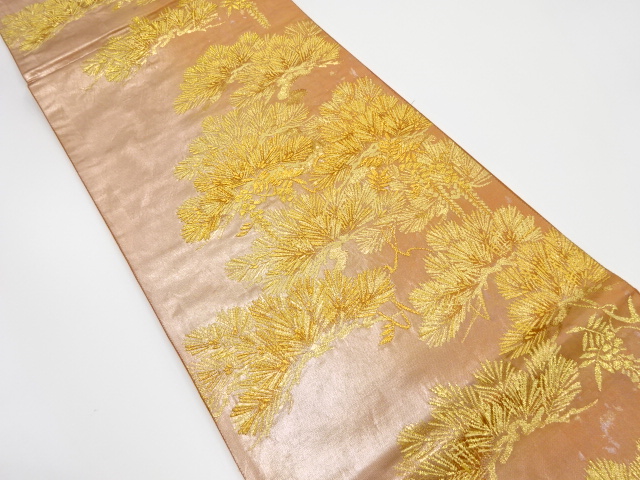 JAPANESE FUKURO OBI / WOVEN PINE & WISTERIA